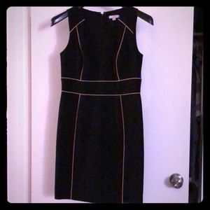 LOFT black dress with beige piping size 6